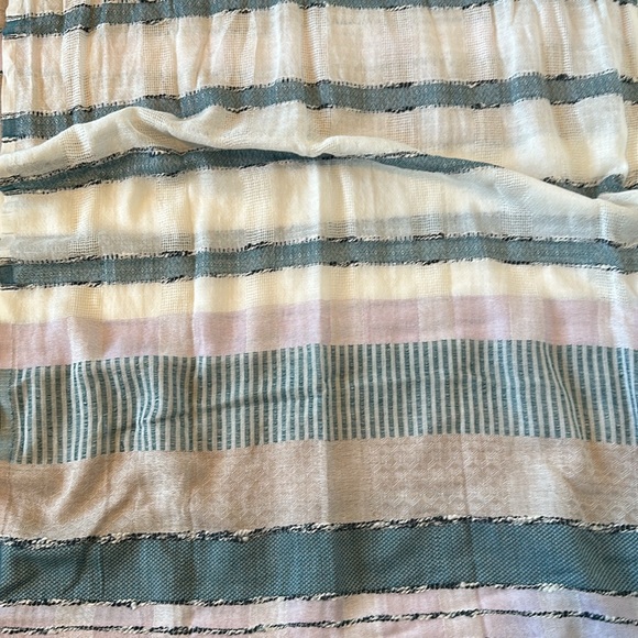 J.Jill Cream Scarf Teal Lavender Stripes India NWT - Picture 3 of 6